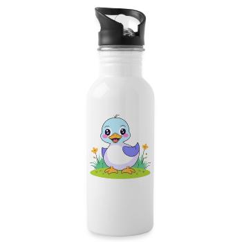 Baby Duck Ente kinder suess niedlich 1 - Trinkflasche mit integriertem Trinkhalm - Weiß - Rechts