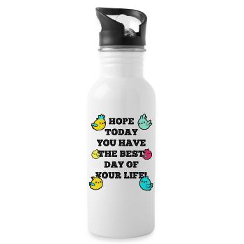 Hope today - Trinkflasche mit integriertem Trinkhalm - Weiß - Rechts