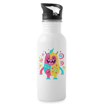 süsses und lustiges knuddel-kuschel monster kinder - Trinkflasche mit integriertem Trinkhalm - Weiß - Rechts
