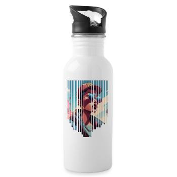 girl girlie wild punk freestyle love peace style - Trinkflasche mit integriertem Trinkhalm - Weiß - Rechts