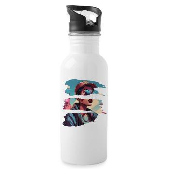 girl girlie wild punk freestyle love peace style - Trinkflasche mit integriertem Trinkhalm - Weiß - Rechts