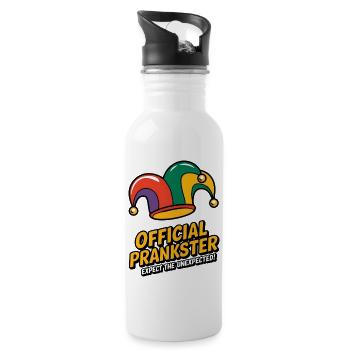 Official Prankster Jester Hat – Funny Mischief Mak - Water bottle with straw - white - Right