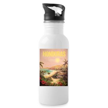 Honduras Pride Beach Gift - Water bottle with straw - white - Right