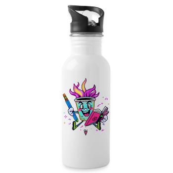Coole Kaffeebecher - Trinkflasche mit integriertem Trinkhalm - Weiß - Rechts
