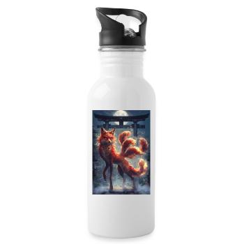 Fuchsfee China Mythologie Geschenk - Trinkflasche mit integriertem Trinkhalm - Weiß - Rechts