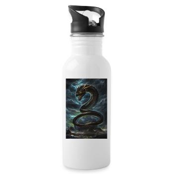 Basilisk Mythologie Mythos Geschenk - Trinkflasche mit integriertem Trinkhalm - Weiß - Rechts