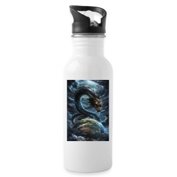 Basilisk Mythologie Mythos Geschenk - Trinkflasche mit integriertem Trinkhalm - Weiß - Rechts