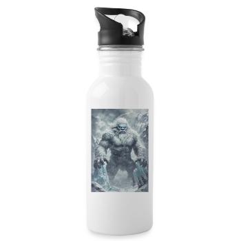 Yeti Mythologie Mythos Geschenk - Trinkflasche mit integriertem Trinkhalm - Weiß - Rechts
