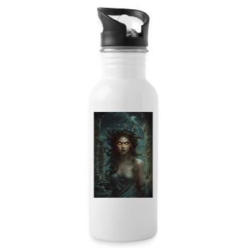 Medusa Mythologie Mythos Geschenk - Trinkflasche mit integriertem Trinkhalm - Weiß - Rechts