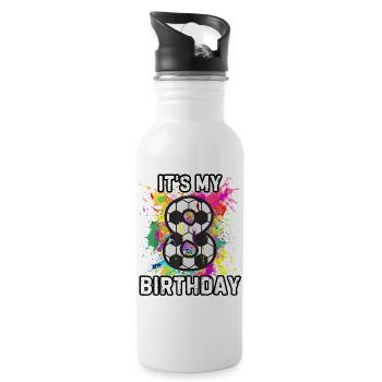 C’est mon 8e anniversaire de football - Gourde avec paille intégrée - blanc - Droite