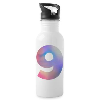 Numéro 9 coloré - Gourde avec paille intégrée - blanc - Droite