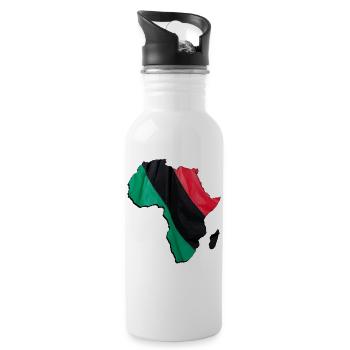 Pan Afrika Flagge in der Afrika Landkarte - Trinkflasche mit integriertem Trinkhalm - Weiß - Rechts
