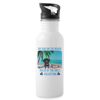 My dog on the beach - Water bottle with straw - white - Right