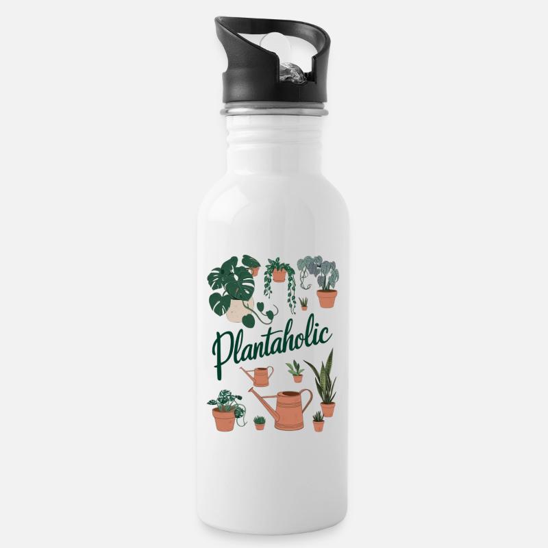 Garten Gärtner Pflanzen Geschenk - Trinkflasche mit integriertem Trinkhalm - Weiß