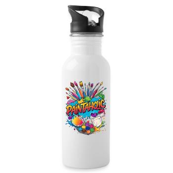 Maler malen Kind Geschenk - Trinkflasche mit integriertem Trinkhalm - Weiß - Rechts
