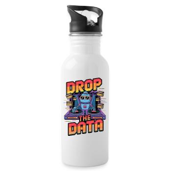 Drop the Data DJ Robot Techno Design - Water bottle with straw - white - Right