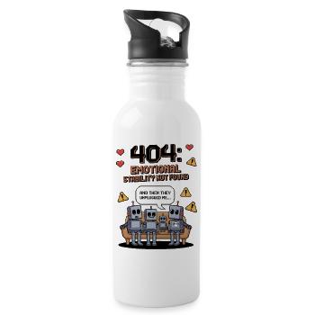 Funny Robot Family 404 Error Emotional Stability N - Water bottle with straw - white - Right