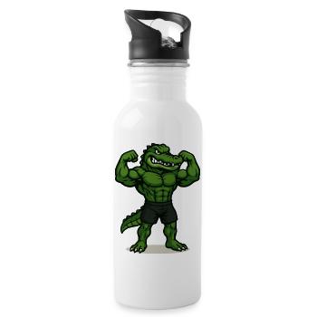 krokodil fitness - Trinkflasche mit integriertem Trinkhalm - Weiß - Rechts