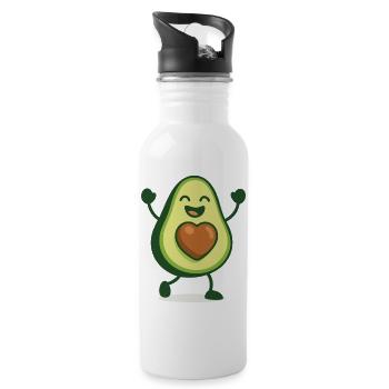Avocat heureux - Gourde avec paille intégrée - blanc - Droite