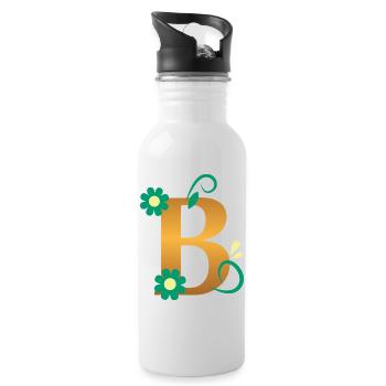 B - Trinkflasche mit integriertem Trinkhalm - Weiß - Rechts