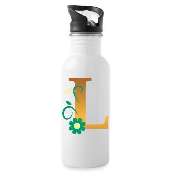 L - Trinkflasche mit integriertem Trinkhalm - Weiß - Rechts