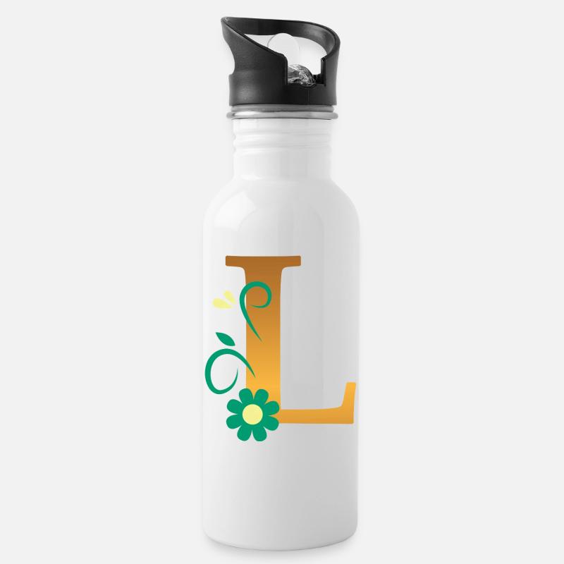 L - Water bottle with straw - white
