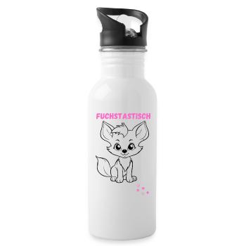Fuchstastisch für kleine Füchse - Trinkflasche mit integriertem Trinkhalm - Weiß - Rechts