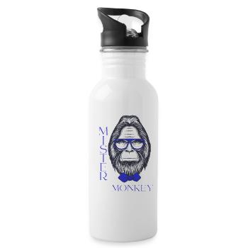 Mister Monkey Shirt - Trinkflasche mit integriertem Trinkhalm - Weiß - Rechts