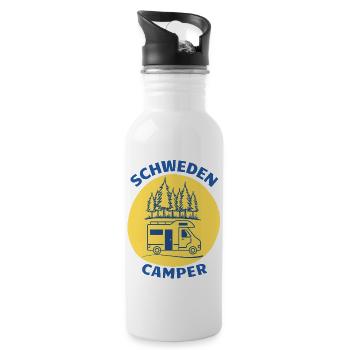 Schwedencamper bunt - Trinkflasche mit integriertem Trinkhalm - Weiß - Rechts