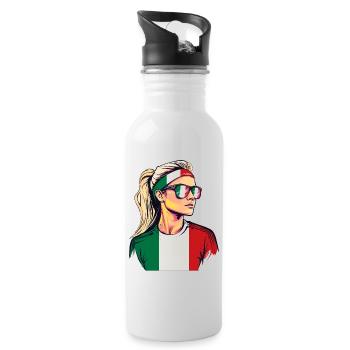 Italy Flag Flag Woman Sunglasses Fan Jersey - Water bottle with straw - white - Right