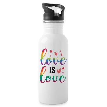 Mois de la fierté LGBT - Love is Love - Gourde avec paille intégrée - blanc - Droite