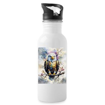 Pygargue à tête blanche - Gourde avec paille intégrée - blanc - Droite