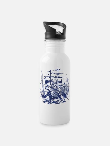 Nordsturm – Der Letzte Krieger - Trinkflasche mit integriertem Trinkhalm - Weiß