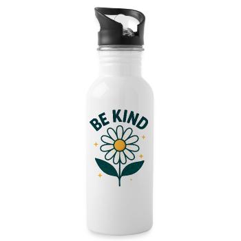 Fleur inspirante avec message - Gourde avec paille intégrée - blanc - Droite