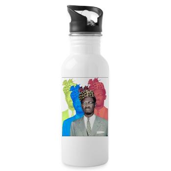 Patrice Lumumba - Trinkflasche mit integriertem Trinkhalm - Weiß - Rechts