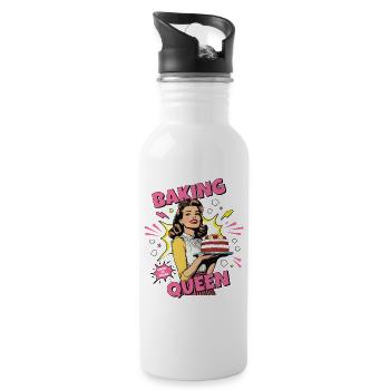 Baking Cake Baking Queen Baking Fairy Baker Pop Art - Water bottle with straw - white - Right