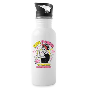 Femme Pop Art Girl Power Girl Power Girl Strong - Gourde avec paille intégrée - blanc - Droite