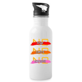 No fear no limits no excuses - Water bottle with straw - white - Right