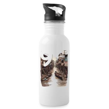 Canal Code Hood on Stilts Deep Khlong Streetwear - Trinkflasche mit integriertem Trinkhalm - Weiß - Rechts