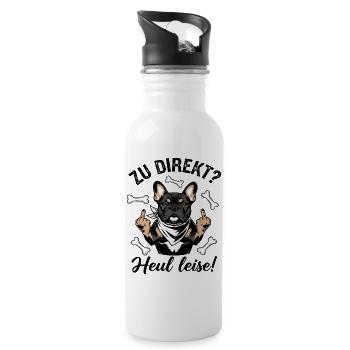 Coole Französische Bulldogge - Trinkflasche mit integriertem Trinkhalm - Weiß - Rechts