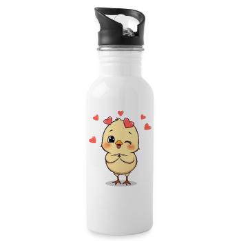 Cuddly chick with heart accessories - Water bottle with straw - white - Right
