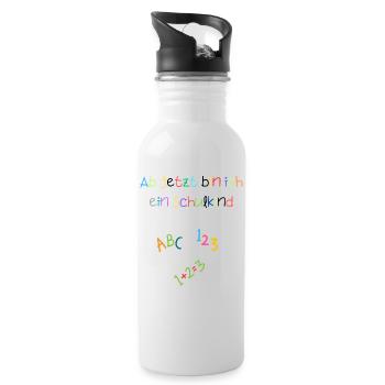 Ab jetzt bin ich ein Schulkind - Trinkflasche mit integriertem Trinkhalm - Weiß - Rechts