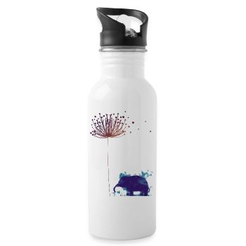 Dandelion Dream: Blue Elephant - Water bottle with straw - white - Right