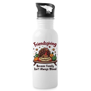 Friendsgiving Family - Water bottle with straw - white - Right