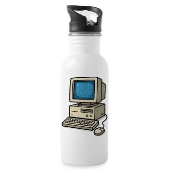 Computer Old School - Water bottle with straw - white - Right