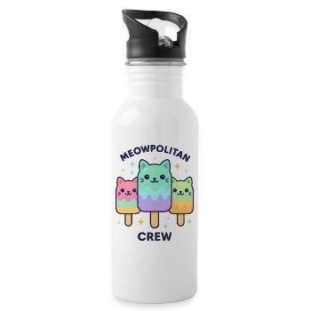 Meowpolitan Crew - Kawaii Icy Cat Trio - Water bottle with straw - white - Right
