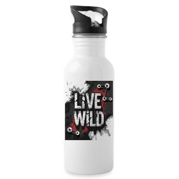 Joie de vivre "Wild Life" design - Water bottle with straw - white - Right