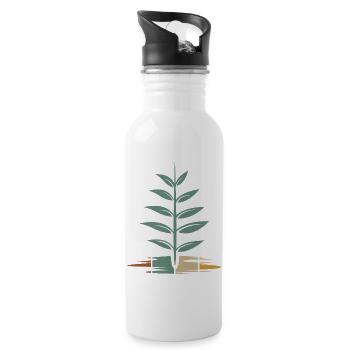 arbre vintage avec des feuilles - Retro Nature Icon - Gourde avec paille intégrée - blanc - Droite