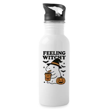 Grusel Geist Halloween Geschenk - Trinkflasche mit integriertem Trinkhalm - Weiß - Rechts