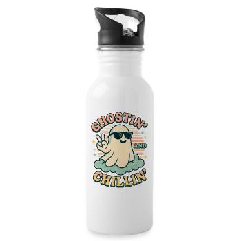 Halloween Ghost Costume Gift - Water bottle with straw - white - Right